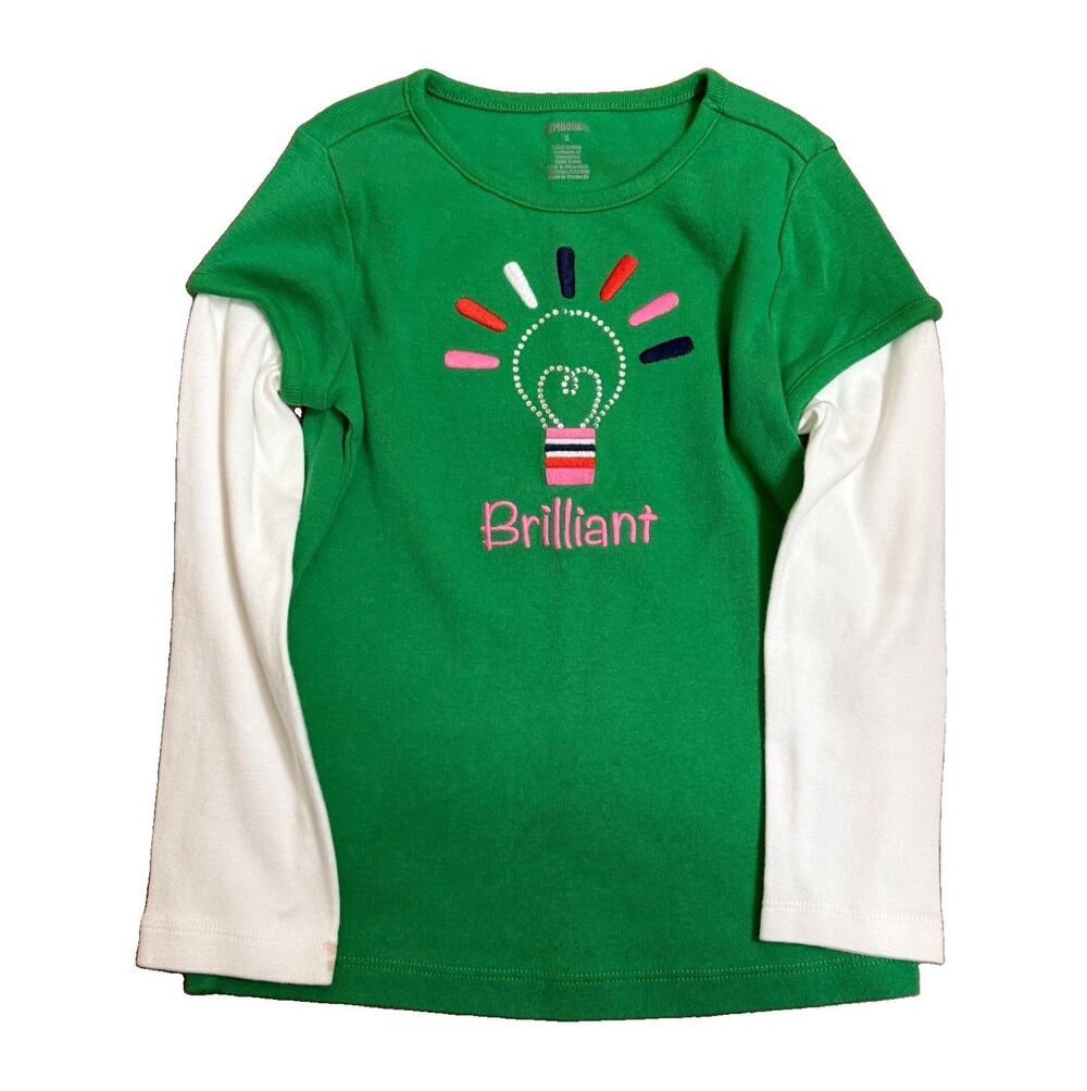 Gymboree Girls 5 Embroidered Crew Neck Long Sleeve Light Bulb Brilliant Shirt